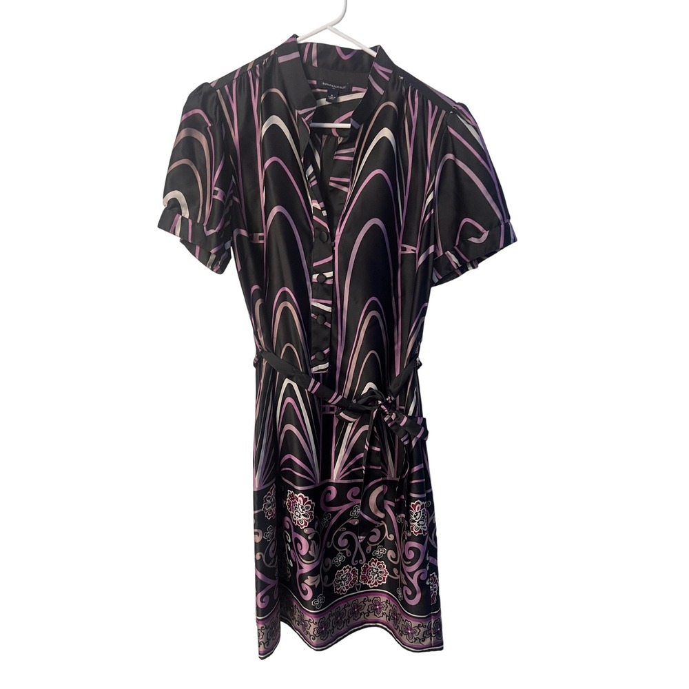 Banana Republic Mini Dress Womens‎ M Black Purple Geometric